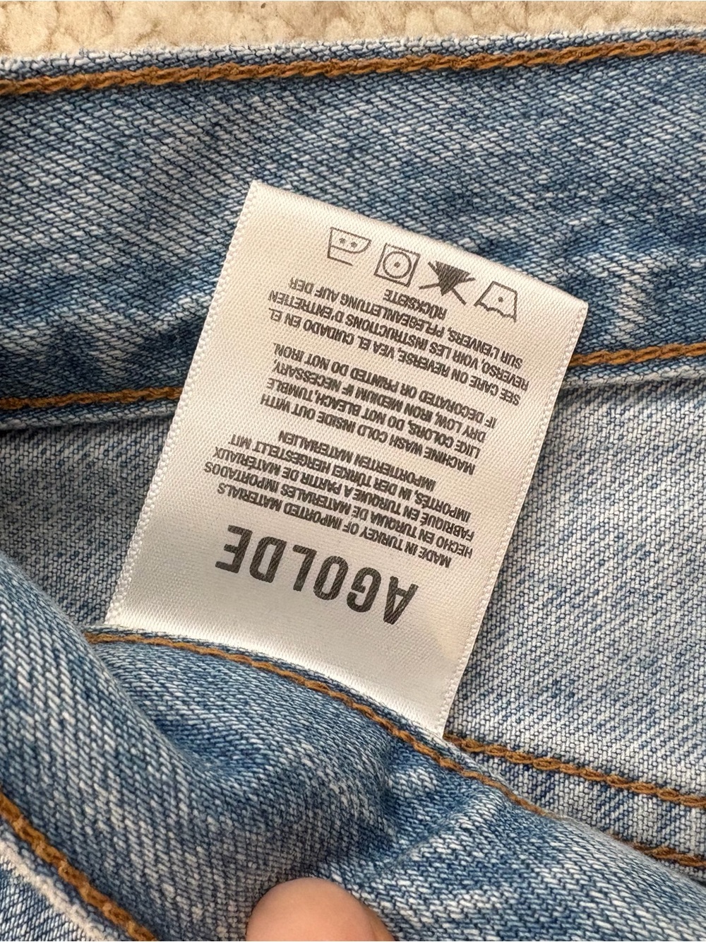 Agolde Light Wash Straight Leg Jeans - Pale Blue Denim - Picture 3 of 5